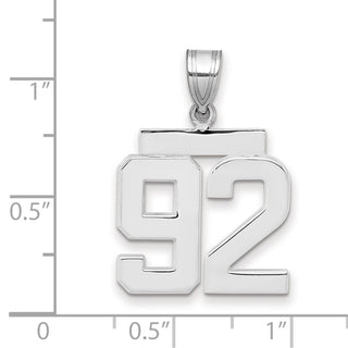 14k White Gold Medium Polished Number 92 Charm