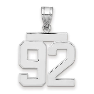 14k White Gold Medium Polished Number 92 Pendant