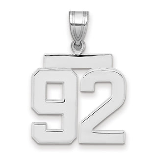 14k White Gold Medium Polished Number 92 Charm