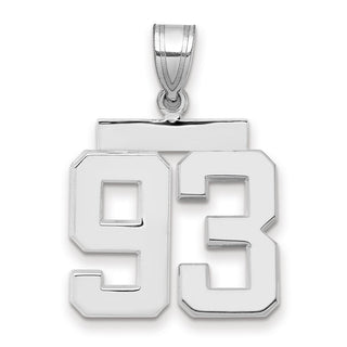 14k White Gold Medium Polished Number 93 Pendant