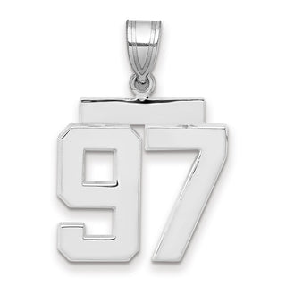 14k White Gold Medium Polished Number 97 Pendant