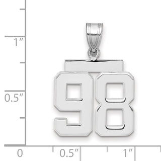 14k White Gold Medium Polished Number 98 Pendant