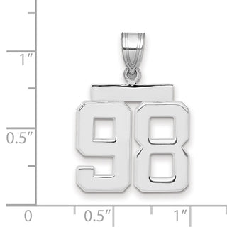 14k White Gold Medium Polished Number 98 Charm