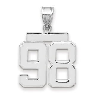 14k White Gold Medium Polished Number 98 Pendant