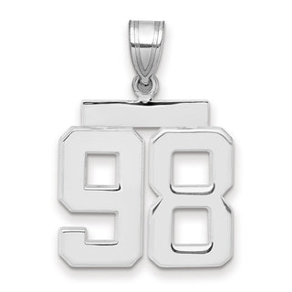 14k White Gold Medium Polished Number 98 Charm