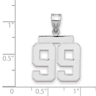 14k White Gold Medium Polished Number 99 Pendant