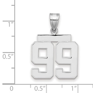 14k White Gold Medium Polished Number 99 Pendant
