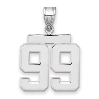 14k White Gold Medium Polished Number 99 Pendant