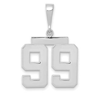 14k White Gold Medium Polished Number 99 Pendant