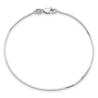 9" 14k White Gold 1.0mm Octagonal Snake Chain Anklet