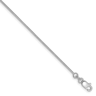 10" 14k White Gold 1.0mm Octagonal Snake Chain Anklet