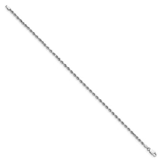 9" 14k White Gold 2.75mm Diamond-cut Quadruple Rope Chain Anklet