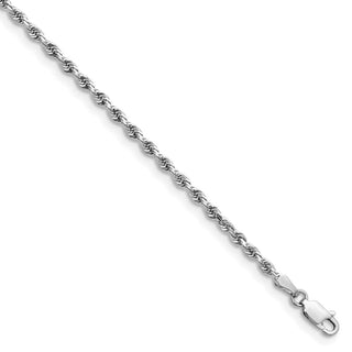 9" 14k White Gold 2.75mm Diamond-cut Quadruple Rope Chain Anklet