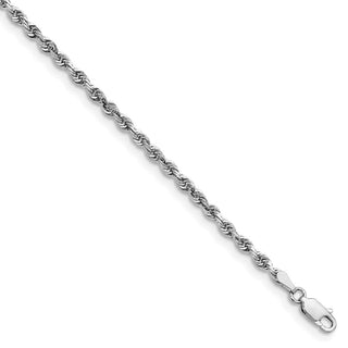 9" 14k White Gold 3.0mm Diamond-cut Quadruple Rope Chain Anklet