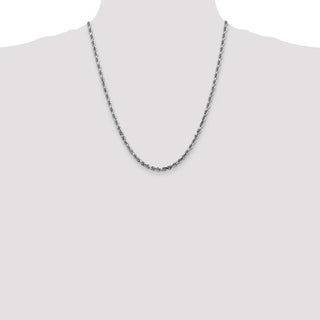 22" 14k White Gold 4mm Diamond-cut Quadruple Rope Chain Necklace