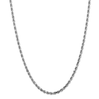 22" 14k White Gold 4mm Diamond-cut Quadruple Rope Chain Necklace
