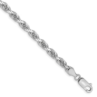 8" 14k White Gold 4.5mm Diamond-cut Quadruple Rope Chain Bracelet