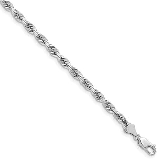 8" 14k White Gold 5.0mm Diamond-cut Quadruple Rope Chain Bracelet