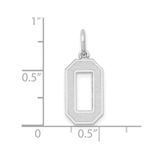 14K White Gold Medium Satin Number 0 Charm