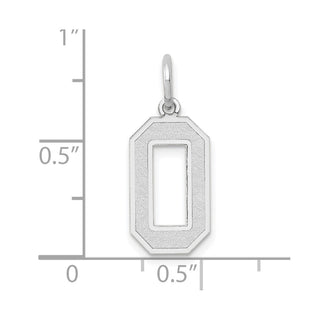 14K White Gold Medium Satin Number 0 Charm