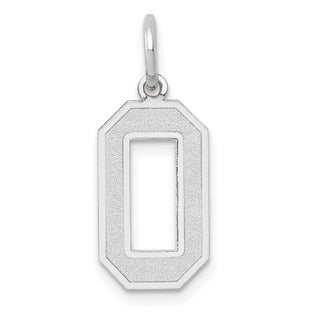 14K White Gold Medium Satin Number 0 Charm
