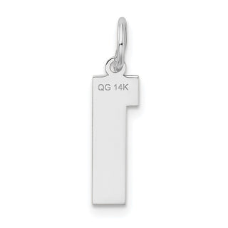 14K White Gold Medium Satin Number 1 Charm