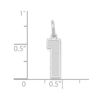 14K White Gold Medium Satin Number 1 Charm