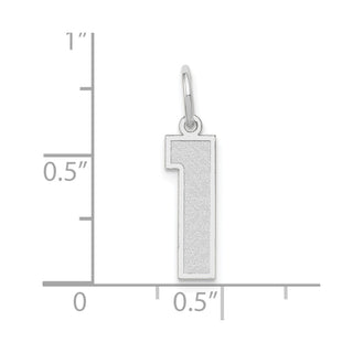14K White Gold Medium Satin Number 1 Charm