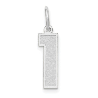 14K White Gold Medium Satin Number 1 Charm