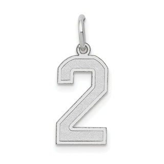 14K White Gold Medium Satin Number 2 Charm