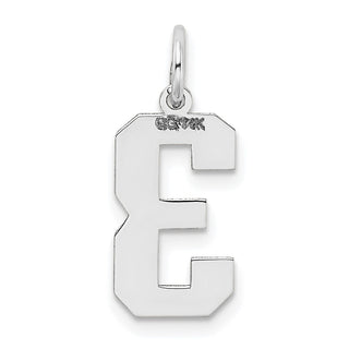 14K White Gold Medium Satin Number 3 Charm