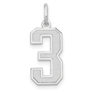 14K White Gold Medium Satin Number 3 Charm