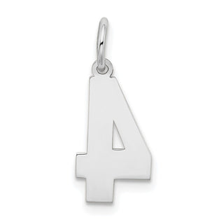14K White Gold Medium Satin Number 4 Charm
