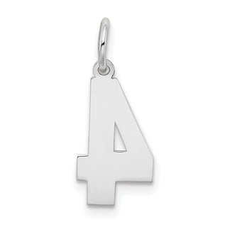 14K White Gold Medium Satin Number 4 Charm