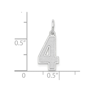 14K White Gold Medium Satin Number 4 Charm