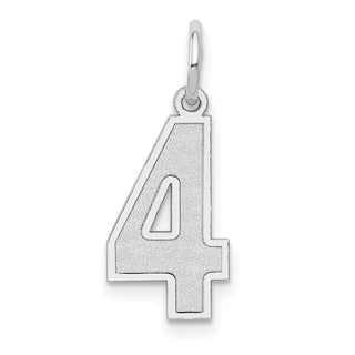 14K White Gold Medium Satin Number 4 Charm