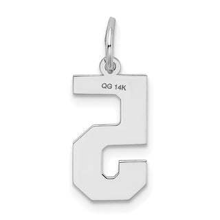 14K White Gold Medium Satin Number 5 Charm