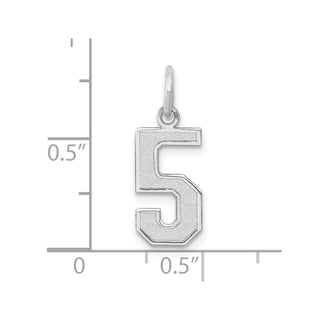 14K White Gold Medium Satin Number 5 Charm
