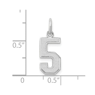 14K White Gold Medium Satin Number 5 Charm