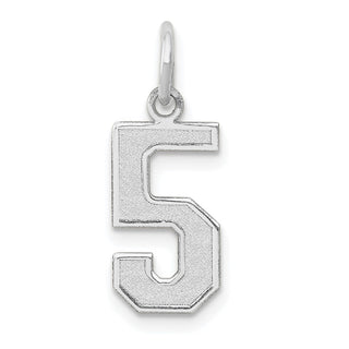 14K White Gold Medium Satin Number 5 Charm