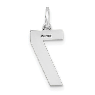 14K White Gold Medium Satin Number 7 Charm