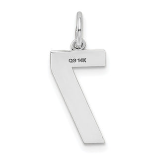 14K White Gold Medium Satin Number 7 Charm