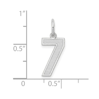 14K White Gold Medium Satin Number 7 Charm