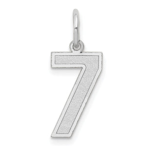 14K White Gold Medium Satin Number 7 Charm