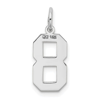14K White Gold Medium Satin Number 8 Charm