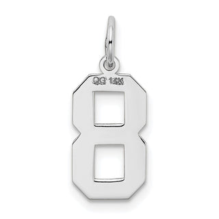 14K White Gold Medium Satin Number 8 Charm