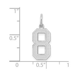 14K White Gold Medium Satin Number 8 Charm