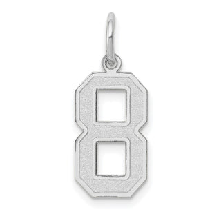14K White Gold Medium Satin Number 8 Charm