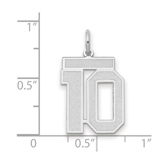 14k White Gold Medium Satin Number 10 Charm