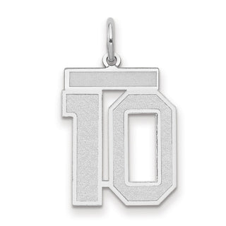 14k White Gold Medium Satin Number 10 Charm